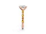 Rose gold Pear Cut Diamond Ring with Marquise and Round with Citrine side stone Side Stones and Four-Prong Setting_14
