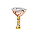 Rose gold Pear Cut Diamond Ring with Marquise and Round with Citrine side stone Side Stones and Four-Prong Setting_17