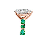 Rose gold Pear Cut Diamond Ring with Marquise and Round with Emerald side stone Side Stones and Four-Prong Setting_65