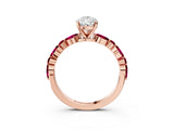 Rose gold Pear Cut Diamond Ring with Marquise and Round with Garnet side stone Side Stones and Four-Prong Setting_51