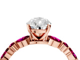 Rose gold Pear Cut Diamond Ring with Marquise and Round with Garnet side stone Side Stones and Four-Prong Setting_52