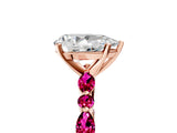 Rose gold Pear Cut Diamond Ring with Marquise and Round with Garnet side stone Side Stones and Four-Prong Setting_53