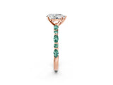 Rose gold Pear Cut Diamond Ring with Marquise and Round with Green Sapphire side stone Side Stones and Four-Prong Setting_14
