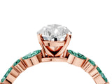 Rose gold Pear Cut Diamond Ring with Marquise and Round with Green Sapphire side stone Side Stones and Four-Prong Setting_16