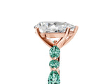 Rose gold Pear Cut Diamond Ring with Marquise and Round with Green Sapphire side stone Side Stones and Four-Prong Setting_17