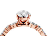 Rose gold Pear Cut Diamond Ring with Marquise and Round with Moissanite side stone Side Stones and Four-Prong Setting_64