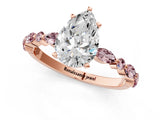 Rose gold Pear Cut Diamond Ring with Marquise and Round with Morganite side stone Side Stones and Four-Prong Setting_25