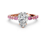 Rose gold Pear Cut Diamond Ring with Marquise and Round with Pink Sapphire side stone Side Stones and Four-Prong Setting_12