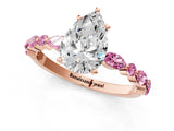 Rose gold Pear Cut Diamond Ring with Marquise and Round with Pink Sapphire side stone Side Stones and Four-Prong Setting_13