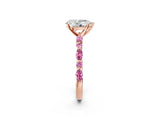Rose gold Pear Cut Diamond Ring with Marquise and Round with Pink Sapphire side stone Side Stones and Four-Prong Setting_14