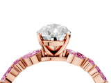 Rose gold Pear Cut Diamond Ring with Marquise and Round with Pink Sapphire side stone Side Stones and Four-Prong Setting_16