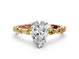 Rose gold Pear Cut Diamond Ring with Marquise and Round with Yellow Sapphire side stone Side Stones and Four-Prong Setting_24