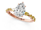 Rose gold Pear Cut Diamond Ring with Marquise and Round with Yellow Sapphire side stone Side Stones and Four-Prong Setting_25