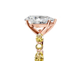 Rose gold Pear Cut Diamond Ring with Marquise and Round with Yellow Sapphire side stone Side Stones and Four-Prong Setting_29