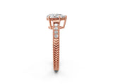 Rose gold Pear Cut Diamond Ring with Milgrain Pavé Band and Four-Prong Setting_26