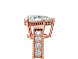 Rose gold Pear Cut Diamond Ring with Milgrain Pavé Band and Four-Prong Setting_29