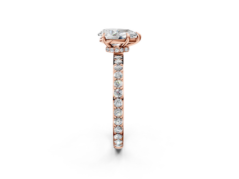 Rose gold Pear Cut Diamond Ring with Pavé Band and Four-Prong Setting_115