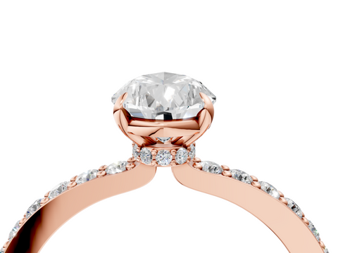 Rose gold Pear Cut Diamond Ring with Pavé Band and Four-Prong Setting_117