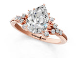 Rose gold Pear Cut Diamond Ring with Side Stones and Four-Prong Setting_107