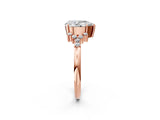 Rose gold Pear Cut Diamond Ring with Side Stones and Four-Prong Setting_108