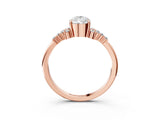 Rose gold Pear Cut Diamond Ring with Side Stones and Four-Prong Setting_109