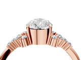 Rose gold Pear Cut Diamond Ring with Side Stones and Four-Prong Setting_110