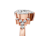 Rose gold Pear Cut Diamond Ring with Side Stones and Four-Prong Setting_111