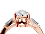 Rose gold Pear Cut Diamond Ring with Tapered Baguette Side Stones in Four-Prong Setting_20