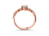 Rose gold Pear Cut Diamond Scattered Round Accent Ring with Prong Setting_15