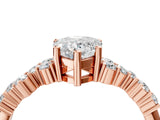 Rose gold Pear Cut Diamond Scattered Round Accent Ring with Prong Setting_16