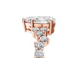 Rose gold Pear Cut Diamond Scattered Round Accent Ring with Prong Setting_17
