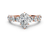 Rose gold Pear Cut Diamond Side Stone Engagement Ring with Four-Prong Setting_24