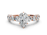 Rose gold Pear Cut Diamond Side Stone Engagement Ring with Four-Prong Setting_36