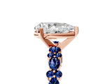 Rose gold Pear Cut Diamond Side Stone Solitaire Ring with Round with Blue Sapphire side stone and Four-Prong Setting_5