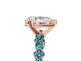 Rose gold Pear Cut Diamond Side Stone Solitaire Ring with Round with Blue Topaz side stone and Four-Prong Setting_5