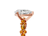 Rose gold Pear Cut Diamond Side Stone Solitaire Ring with Round with Citrine side stone and Four-Prong Setting_5