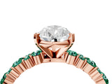 Rose gold Pear Cut Diamond Side Stone Solitaire Ring with Round with Green Sapphire side stone and Four-Prong Setting_4