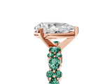 Rose gold Pear Cut Diamond Side Stone Solitaire Ring with Round with Green Sapphire side stone and Four-Prong Setting_5