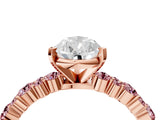 Rose gold Pear Cut Diamond Side Stone Solitaire Ring with Round with Morganite side stone and Four-Prong Setting_4