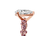 Rose gold Pear Cut Diamond Side Stone Solitaire Ring with Round with Morganite side stone and Four-Prong Setting_5