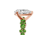 Rose gold Pear Cut Diamond Side Stone Solitaire Ring with Round with Peridot side stone and Four-Prong Setting_5
