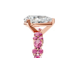 Rose gold Pear Cut Diamond Side Stone Solitaire Ring with Round with Pink Sapphire side stone and Four-Prong Setting_5