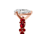 Rose gold Pear Cut Diamond Side Stone Solitaire Ring with Round with Ruby side stone and Four-Prong Setting_5