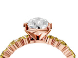 Rose gold Pear Cut Diamond Side Stone Solitaire Ring with Round with Yellow Sapphire side stone and Four-Prong Setting_4