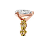 Rose gold Pear Cut Diamond Side Stone Solitaire Ring with Round with Yellow Sapphire side stone and Four-Prong Setting_5