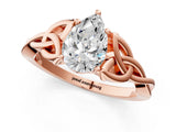 Rose gold Pear Cut Diamond Solitaire Celtic Knot Ring with Four-Prong Setting_129