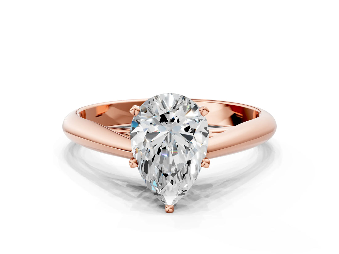 Rose gold Pear Cut Diamond Solitaire Engagement Ring with Cathedral Setting and Four-Prong Mount_262