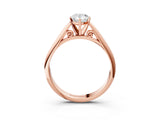 Rose gold Pear Cut Diamond Solitaire Engagement Ring with Cathedral Setting and Four-Prong Mount_265
