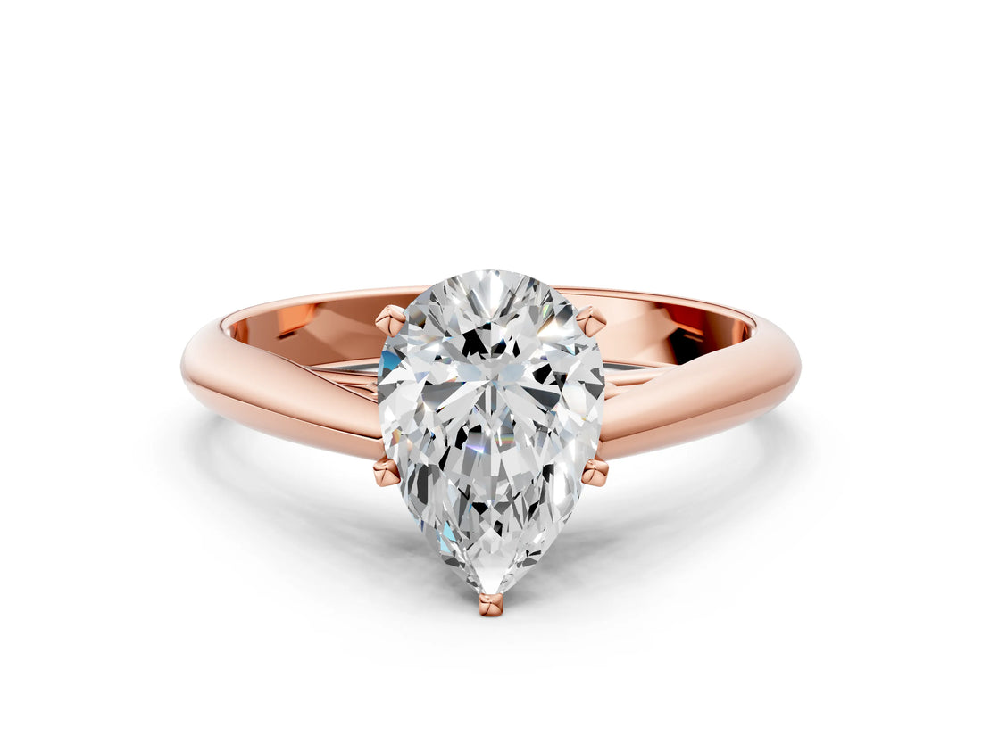Rose gold Pear Cut Diamond Solitaire Engagement Ring with Cathedral Setting and Four-Prong Mount_80