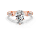 Rose gold Pear Cut Diamond Solitaire Engagement Ring with Pavé Band and Four-Prong Setting